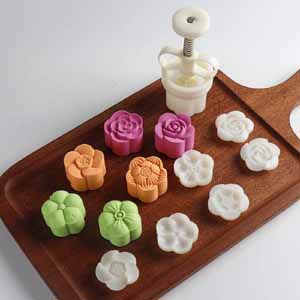 Dltsli Moon Cake Mold Chinese Mid-Autumn Festival Cookie Stamp Set
