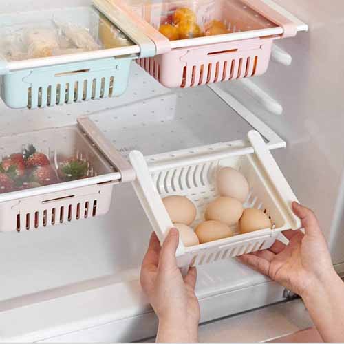 Fridge Drawer Organizer 4 Pack Retractable Drawer Refrigerator Storage Box