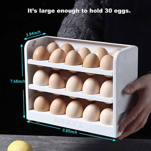 Plastic 3-Layer Flip Egg Tray and Holder for Refrigerator