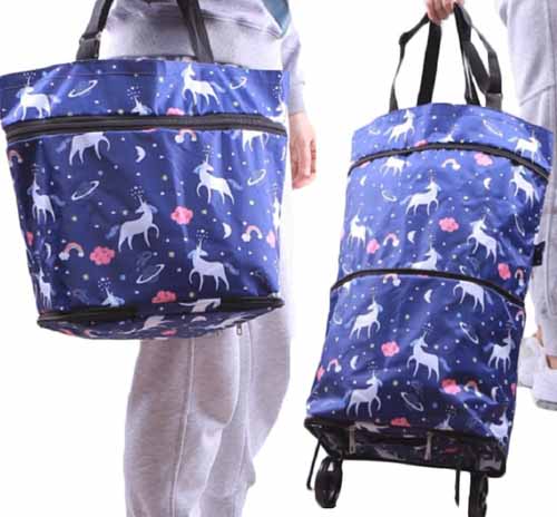 Upgrade Collapsible Trolley Folding Shopping Bag with Wheels